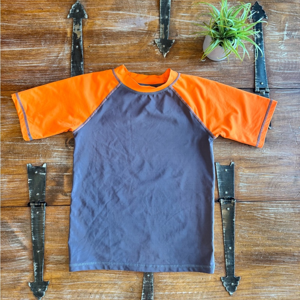 Kids Swim Rash Guard - Orange and Gray